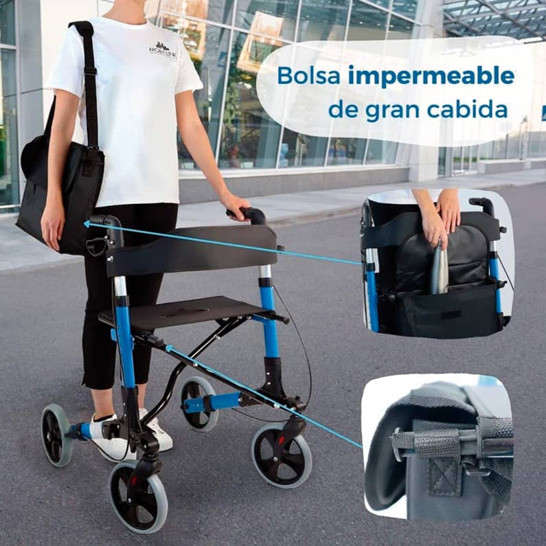 ANDADOR FRENOS EN MANOS PLEGADO VERTICAL, AZUL - Imagen 4